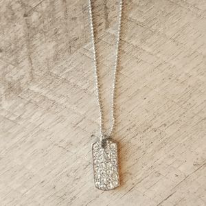 Cookie Lee Mini Silver Crystal Dog Tag Fashion Pendant Necklace